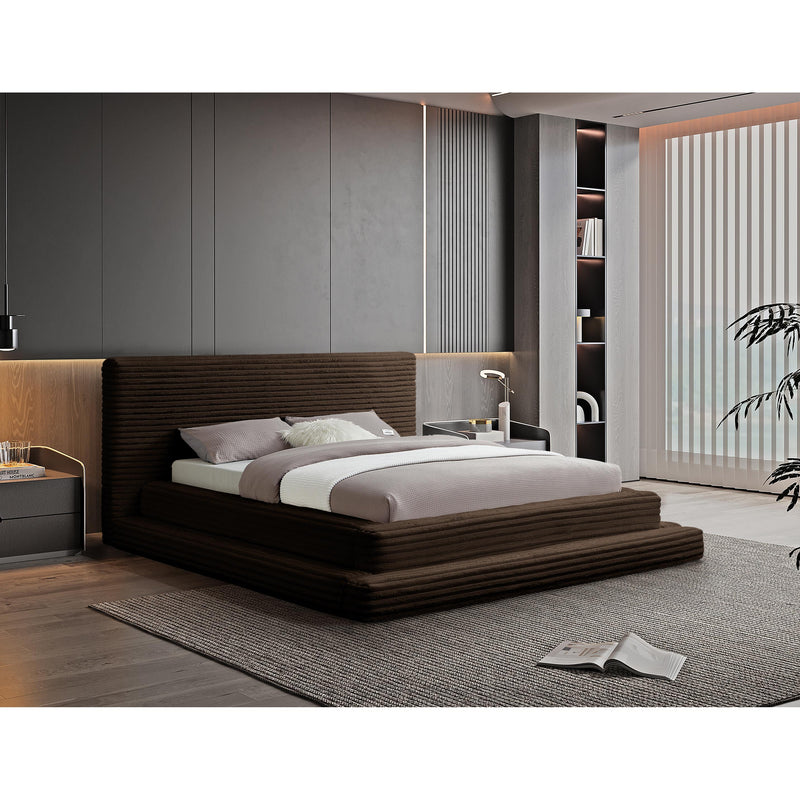 Meridian Drew Brown Corduroy Fabric King Bed (3 Boxes) IMAGE 2