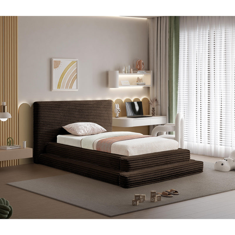 Meridian Drew Brown Corduroy Fabric Twin Bed (3 Boxes) IMAGE 2