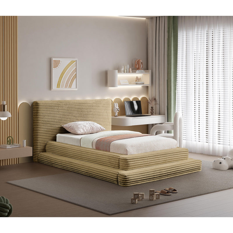 Meridian Drew Camel Corduroy Fabric Twin Bed (3 Boxes) IMAGE 2