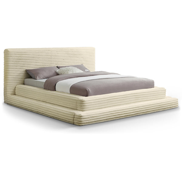 Meridian Drew Cream Corduroy Fabric King Bed (3 Boxes) IMAGE 1