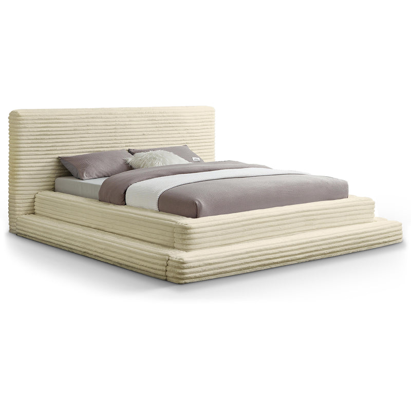 Meridian Drew Cream Corduroy Fabric King Bed (3 Boxes) IMAGE 1