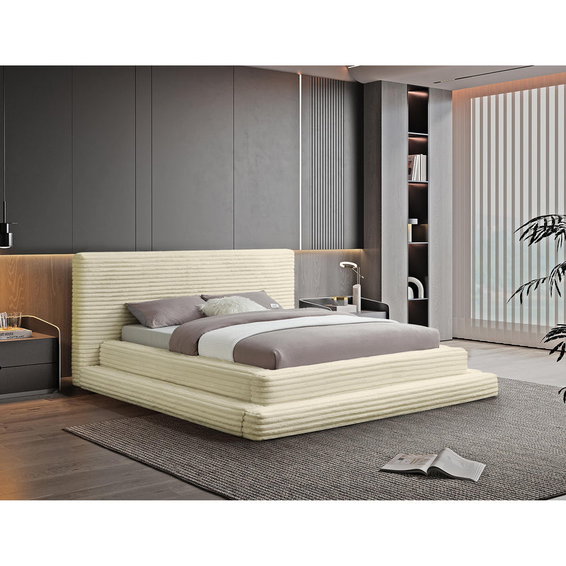 Meridian Drew Cream Corduroy Fabric Queen Bed (3 Boxes) IMAGE 2