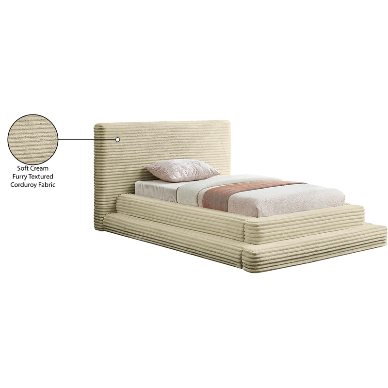 Meridian Drew Cream Corduroy Fabric Twin Bed (3 Boxes) IMAGE 8