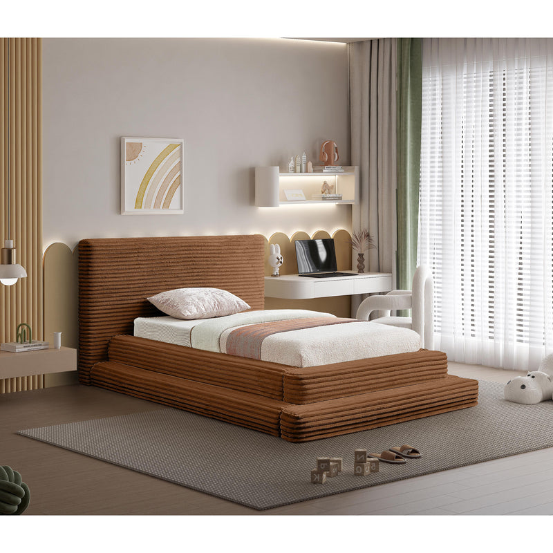 Meridian Drew Saddle Corduroy Fabric Twin Bed (3 Boxes) IMAGE 2
