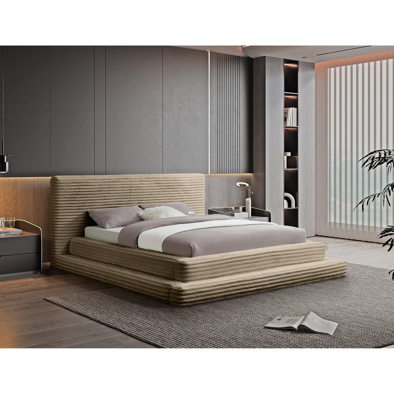 Meridian Drew Taupe Corduroy Fabric Full Bed (3 Boxes) IMAGE 2