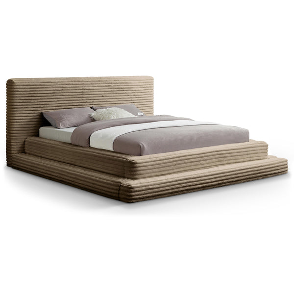 Meridian Drew Taupe Corduroy Fabric Queen Bed (3 Boxes) IMAGE 1