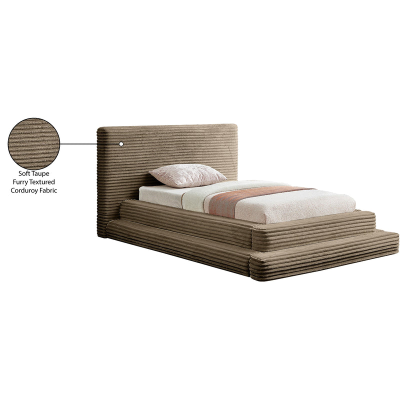 Meridian Drew Taupe Corduroy Fabric Twin Bed (3 Boxes) IMAGE 8