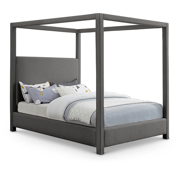 Meridian Emerson Grey Linen Textured Fabric Full Bed (3 Boxes) IMAGE 1