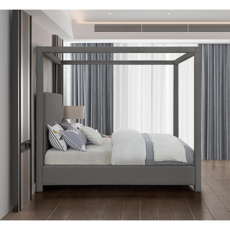 Meridian Emerson Grey Linen Textured Fabric Full Bed (3 Boxes) IMAGE 5
