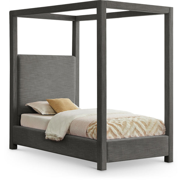 Meridian Emerson Grey Linen Textured Fabric Twin Bed (3 Boxes) IMAGE 1
