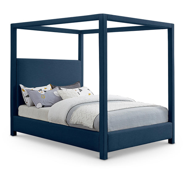 Meridian Emerson Navy Linen Textured Fabric Full Bed (3 Boxes) IMAGE 1