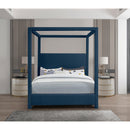 Meridian Emerson Navy Linen Textured Fabric Full Bed (3 Boxes) IMAGE 4