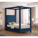 Meridian Emerson Navy Linen Textured Fabric Twin Bed (3 Boxes) IMAGE 2