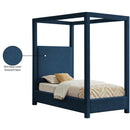 Meridian Emerson Navy Linen Textured Fabric Twin Bed (3 Boxes) IMAGE 9