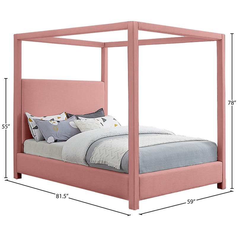 Meridian Emerson Light Pink Linen Textured Fabric Full Bed (3 Boxes) IMAGE 8