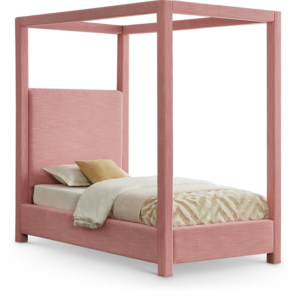 Meridian Emerson Light Pink Linen Textured Fabric Twin Bed (3 Boxes) IMAGE 1