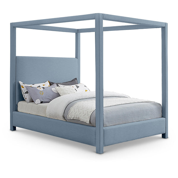 Meridian Emerson Sky Blue Linen Textured Fabric Full Bed (3 Boxes) IMAGE 1