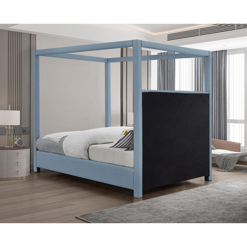 Meridian Emerson Sky Blue Linen Textured Fabric Full Bed (3 Boxes) IMAGE 6