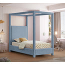 Meridian Emerson Sky Blue Linen Textured Fabric Twin Bed (3 Boxes) IMAGE 2