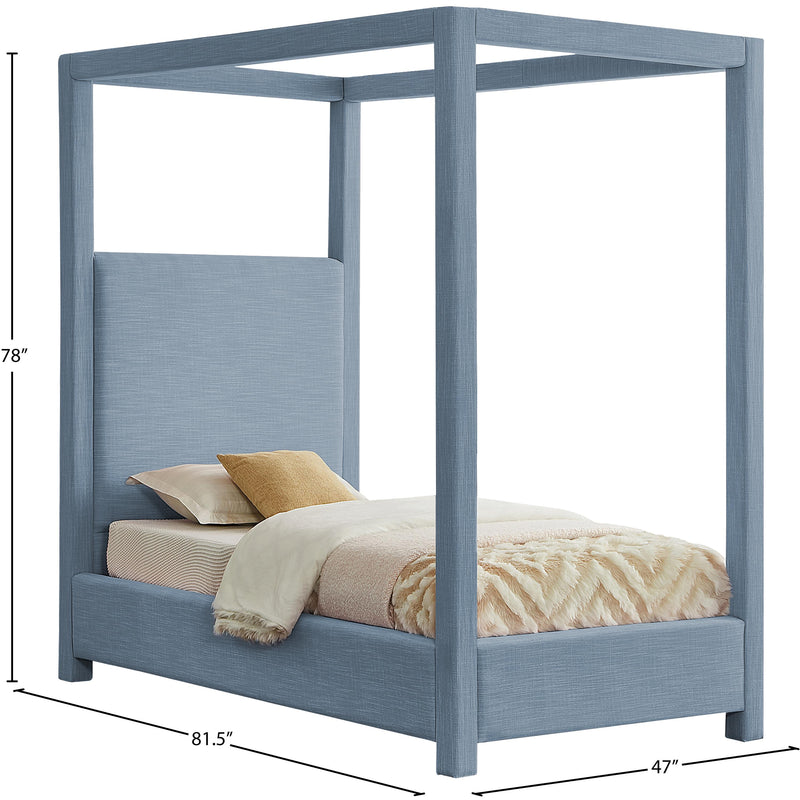 Meridian Emerson Sky Blue Linen Textured Fabric Twin Bed (3 Boxes) IMAGE 8