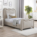Meridian Gavin Beige Chenille Fabric Twin Bed (3 Boxes) IMAGE 2