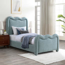 Meridian Gavin Blue Chenille Fabric Twin Bed (3 Boxes) IMAGE 2