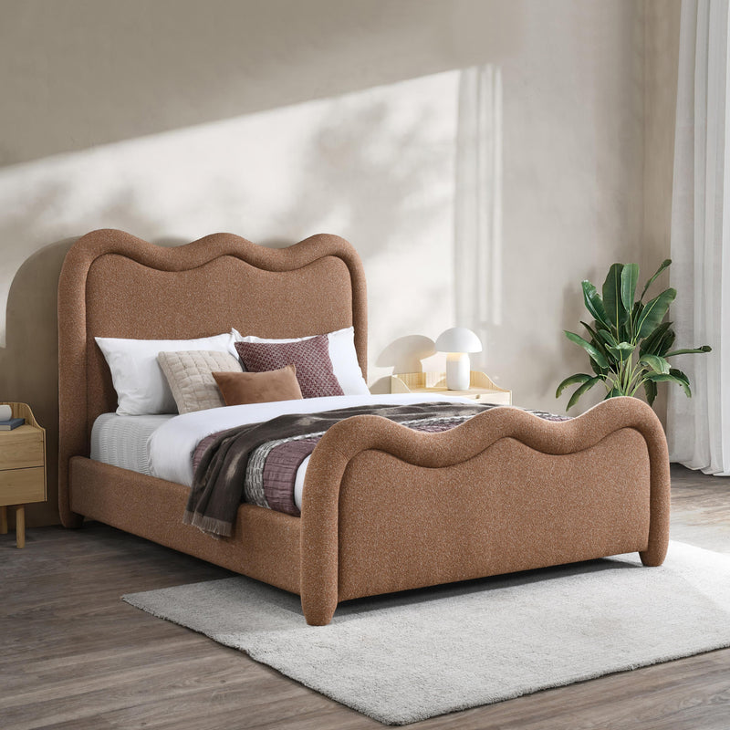 Meridian Gavin Cognac Chenille Fabric Queen Bed (3 Boxes) IMAGE 2