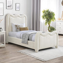 Meridian Gavin Cream Chenille Fabric Twin Bed (3 Boxes) IMAGE 2