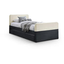 Meridian Ivy Black & Cream Velvet Twin Trundle/Storage Bed IMAGE 1