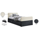 Meridian Ivy Black & Cream Velvet Twin Trundle/Storage Bed IMAGE 9