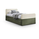 Meridian Ivy Olive & Cream Velvet Twin Trundle/Storage Bed IMAGE 1