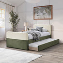 Meridian Ivy Olive & Cream Velvet Twin Trundle/Storage Bed IMAGE 2