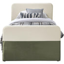 Meridian Ivy Olive & Cream Velvet Twin Trundle/Storage Bed IMAGE 3