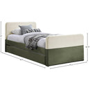 Meridian Ivy Olive & Cream Velvet Twin Trundle/Storage Bed IMAGE 8