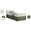 Meridian Ivy Olive & Cream Velvet Twin Trundle/Storage Bed IMAGE 9