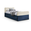 Meridian Ivy Navy & Cream Velvet Twin Trundle/Storage Bed IMAGE 1