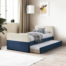 Meridian Ivy Navy & Cream Velvet Twin Trundle/Storage Bed IMAGE 2