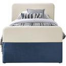 Meridian Ivy Navy & Cream Velvet Twin Trundle/Storage Bed IMAGE 3