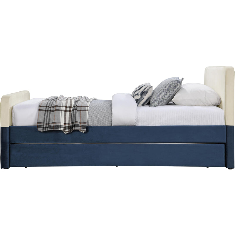 Meridian Ivy Navy & Cream Velvet Twin Trundle/Storage Bed IMAGE 4