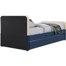Meridian Ivy Navy & Cream Velvet Twin Trundle/Storage Bed IMAGE 5