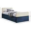 Meridian Ivy Navy & Cream Velvet Twin Trundle/Storage Bed IMAGE 8