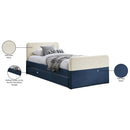Meridian Ivy Navy & Cream Velvet Twin Trundle/Storage Bed IMAGE 9
