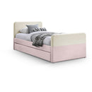 Meridian Ivy Pink & Cream Velvet Twin Trundle/Storage Bed IMAGE 1