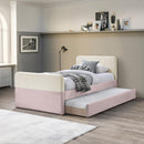 Meridian Ivy Pink & Cream Velvet Twin Trundle/Storage Bed IMAGE 2