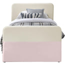 Meridian Ivy Pink & Cream Velvet Twin Trundle/Storage Bed IMAGE 3