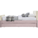 Meridian Ivy Pink & Cream Velvet Twin Trundle/Storage Bed IMAGE 4
