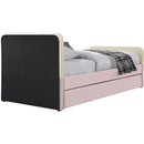 Meridian Ivy Pink & Cream Velvet Twin Trundle/Storage Bed IMAGE 5