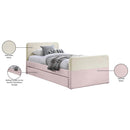 Meridian Ivy Pink & Cream Velvet Twin Trundle/Storage Bed IMAGE 9
