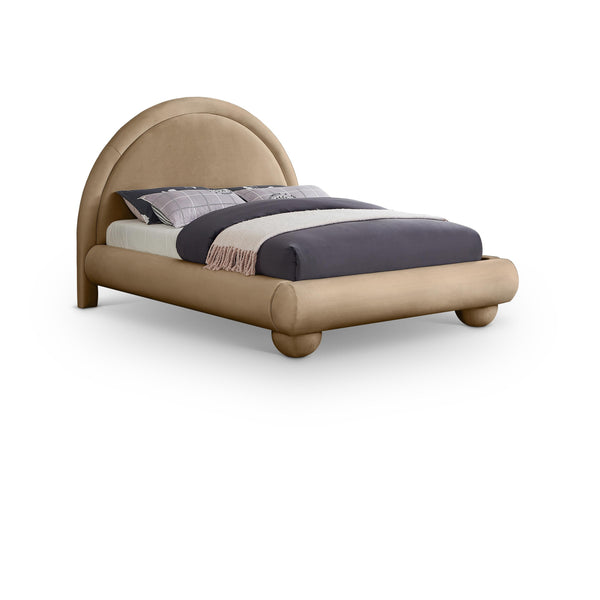 Meridian Madrid Beige Velvet Full Bed IMAGE 1