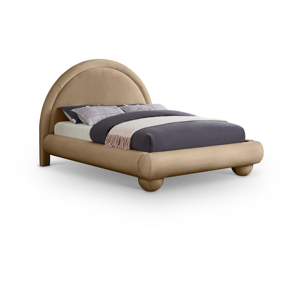 Meridian Madrid Beige Velvet King Bed IMAGE 1